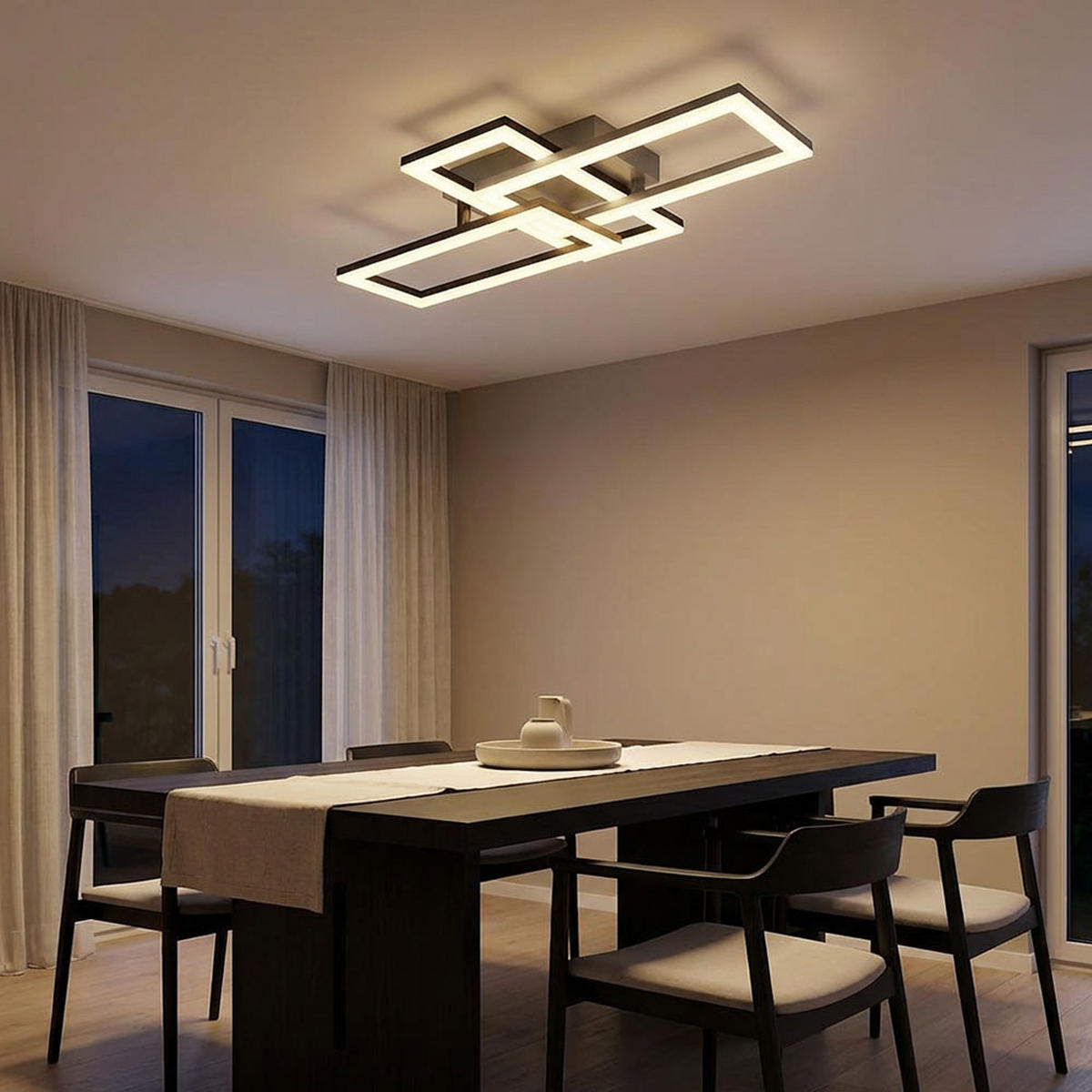 LED DECKENLEUCHTE Grau Opal - Grau, Kunststoff (61.4/34.1/9.3cm) - Globo Lighting