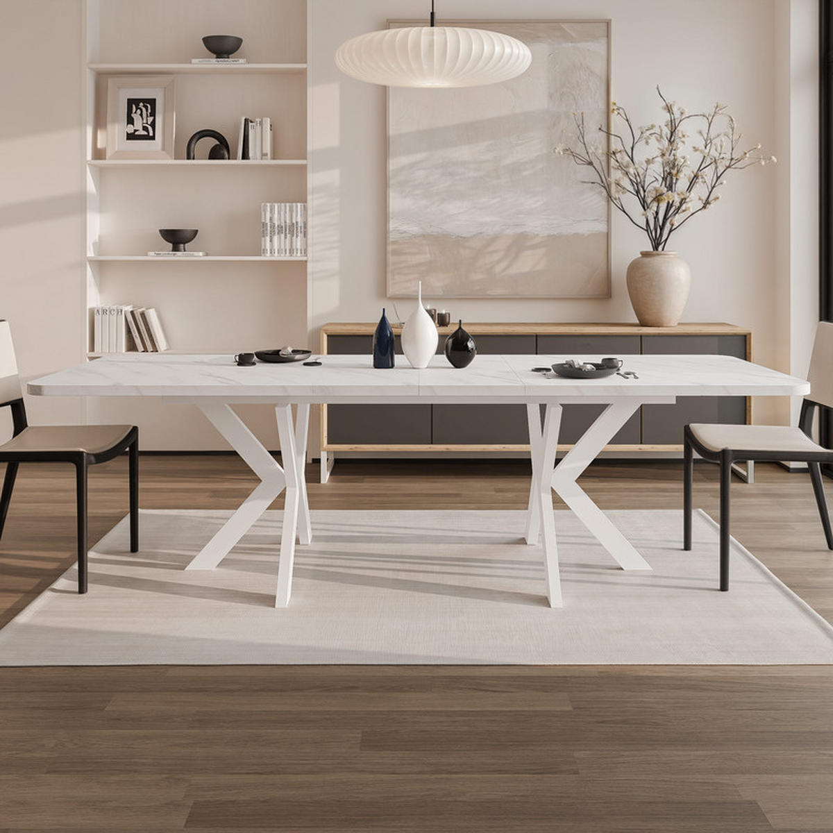 AUSZIEHTISCH DANTON 200/100/76 cm, Weiß / Bianco (Weiß) - Perlmutt/Weiß, Holzwerkstoff/Metall (100/200/76cm) - Idohome