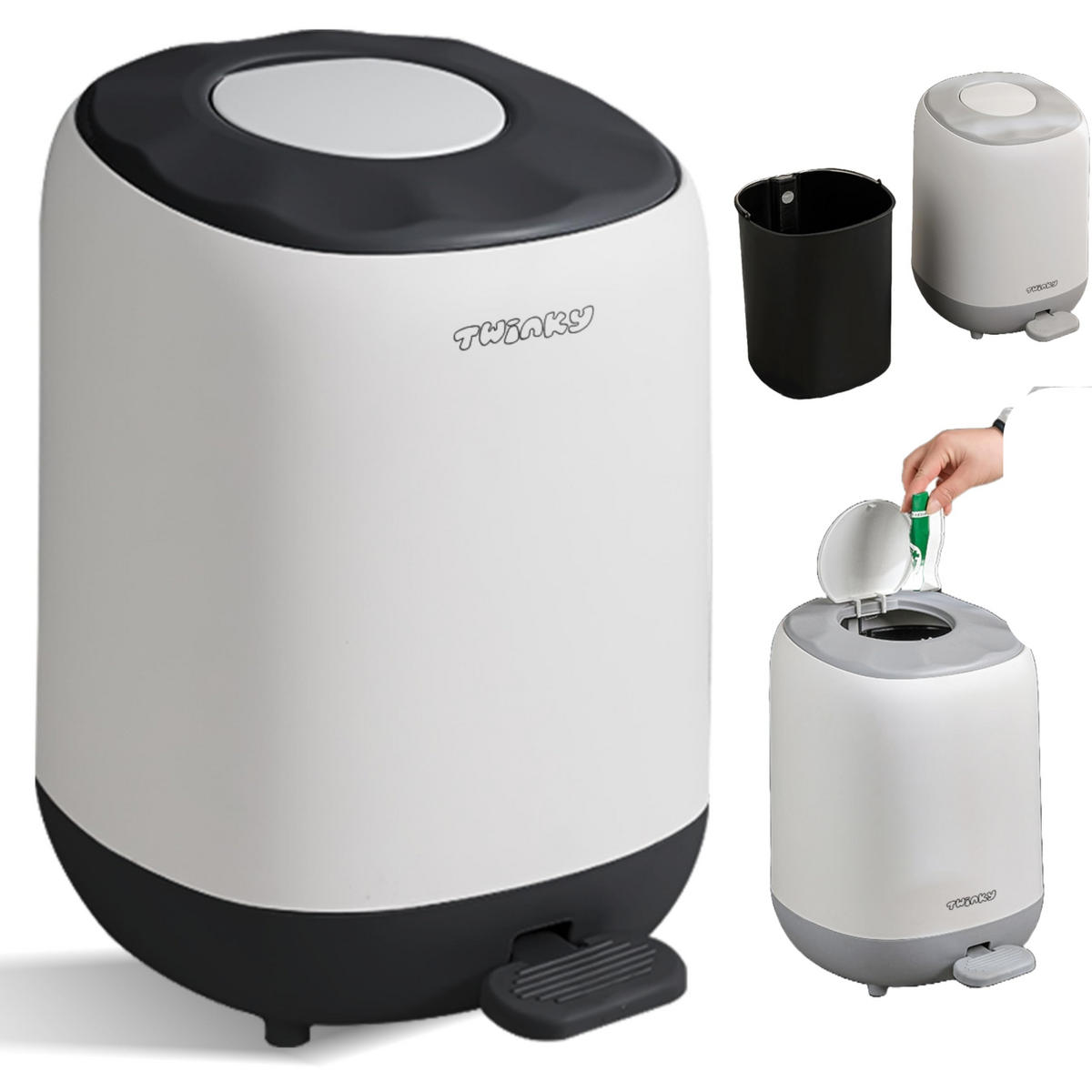 WINDELEIMER Geruchsdicht ohne Kassette weiß und schwarz - Schwarz/Weiß, Kunststoff (24/41/20cm) - Twinky