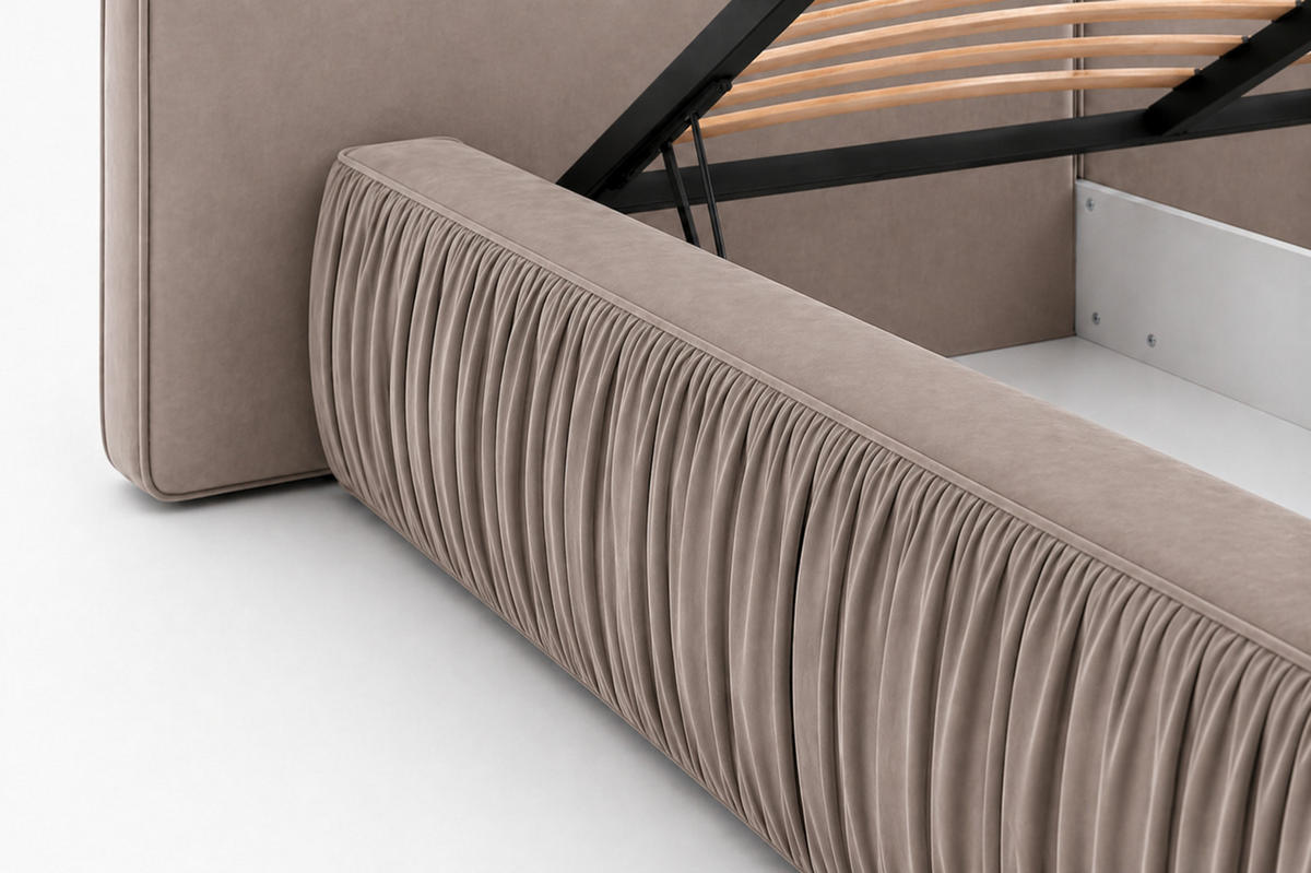 POLSTERBETT 08 140 x 200 cm – Riviera – Bett mit Gasdruckfedern und Stauraum - Beige, Holz (140/200cm) - ROYAL24_MARKT