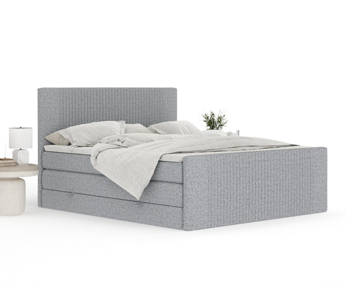 BOXSPRINGBETT Bergamo Grau 140/200 cm - Schwarz/Grau, Holz/Holzwerkstoff (140/200cm) - Maison de Reve