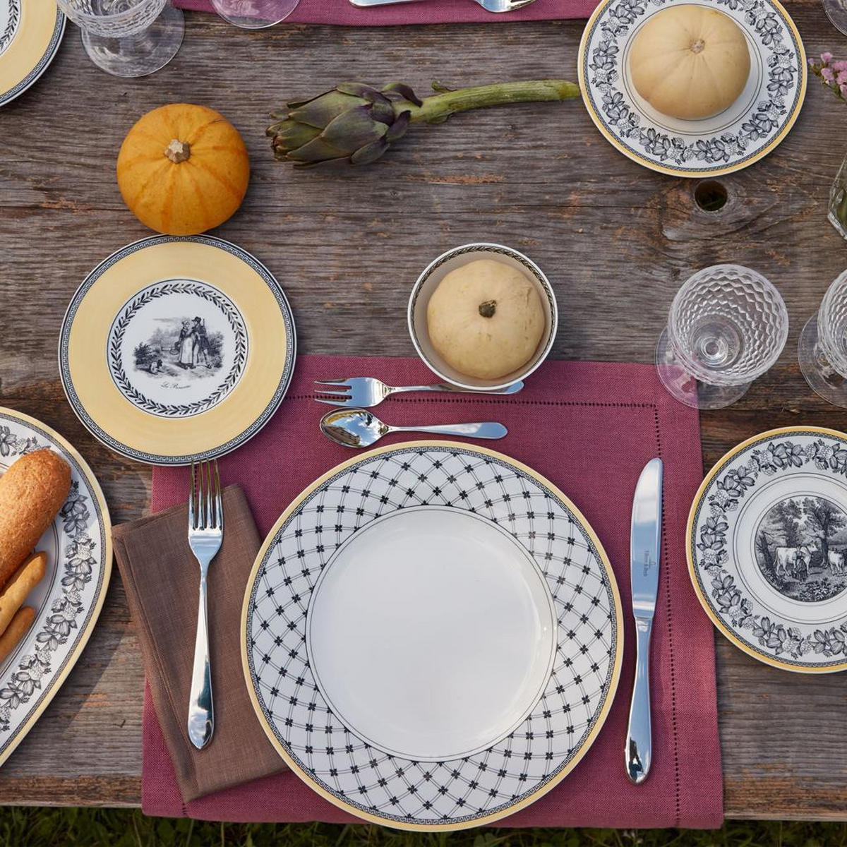 SPEISETELLER Audun Promenade weiß-grau-gelb ø 27,1 cm - Gelb/Weiß, Keramik (27.1cm) - Villeroy & Boch