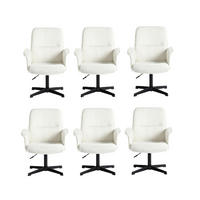 DREHSTUHL 6er Set in Eisen Bouclé - Weiß, Metall (63/94/66cm) - Meubles Cosy