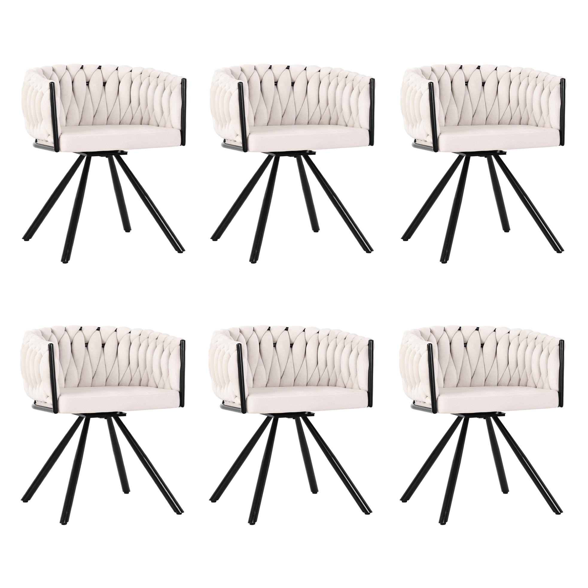 ESSZIMMERSTUHL 6er-Set drehbar Samt Beige mit Metallgestell - Beige, Metall (54/72/59.2cm) - Meubliv