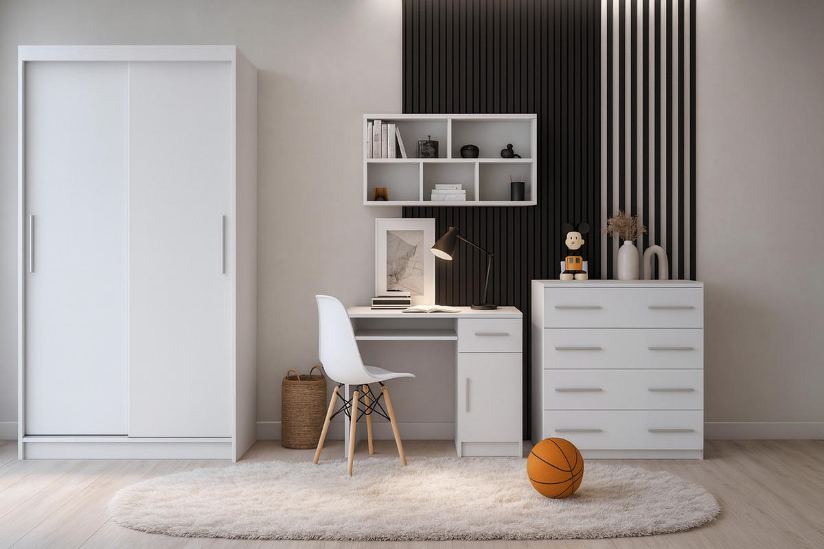 JUGENDZIMMER-SET TILL 04 PLUS 4-teilig in Weiß matt - Weiß, Holzwerkstoff (410/200/61cm) - Deine Möbel 24