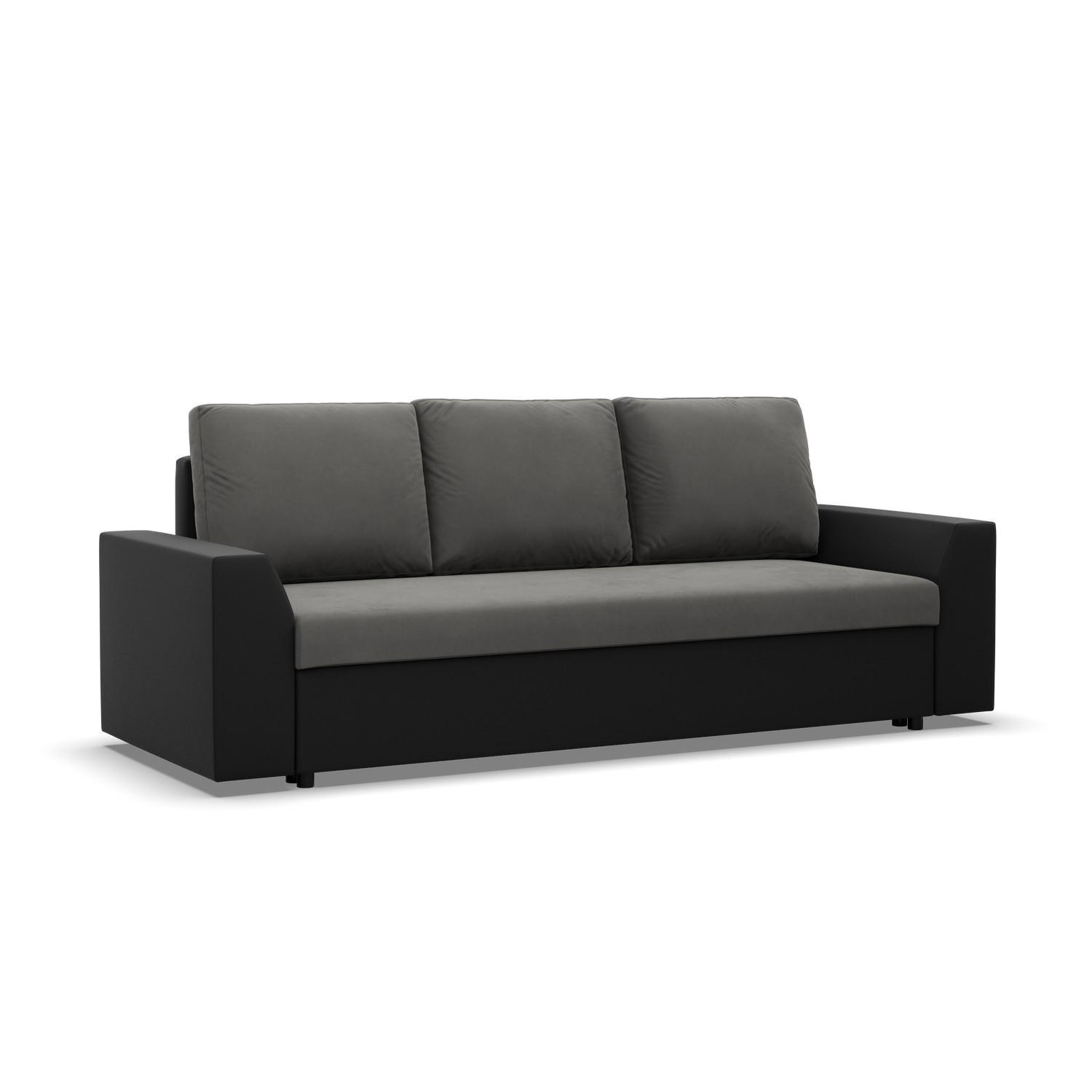 SOFA 3-SITZER MIT SCHLAFFUNKTION LUGO Grau/Schwarz - Schwarz/Grau, Textil (92/92/232cm) - Mebligo