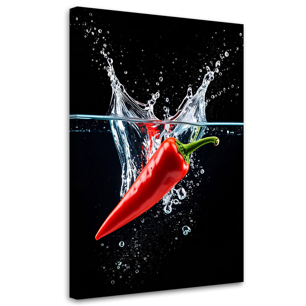 LEINWANDBILD Paprika in Wasser 80x120cm - Rot, Textil (80/120cm) - Feeby