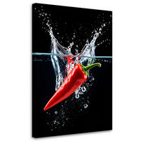 LEINWANDBILD Paprika in Wasser 80x120cm - Rot, Textil (80/120cm) - Feeby