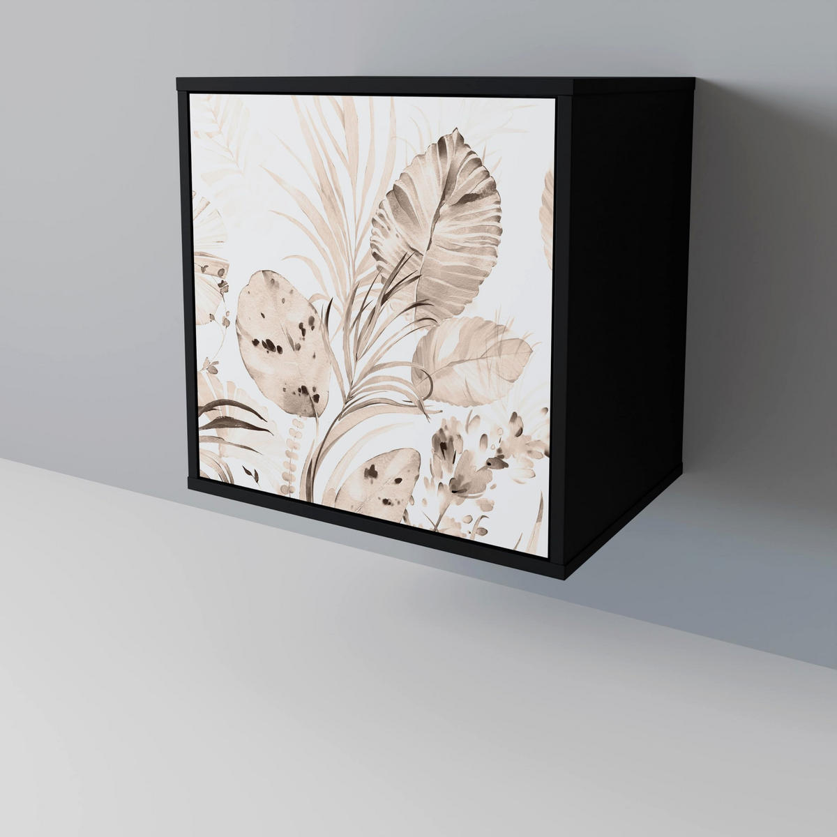 SIDEBOARD WILD TENDERNESS, Schwarz, 57,5x42x67,5 cm, Schwarze Metall-Rahmenfüße - Multicolor/Schwarz, Holzwerkstoff/Metall (57.5/67.5/42cm) - SpaceRebels