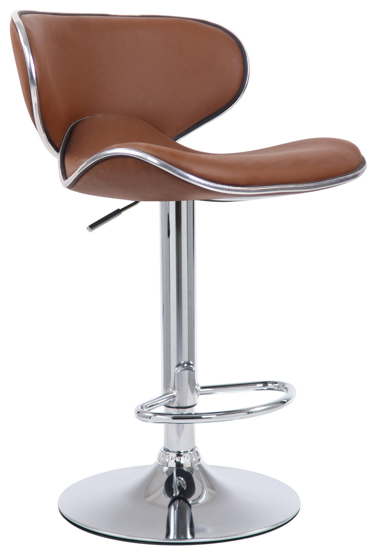 BARHOCKER 2er Set Lederlook hellbraun - Hellbraun/Chromfarben, Textil/Metall (46/88/49cm) - CLP