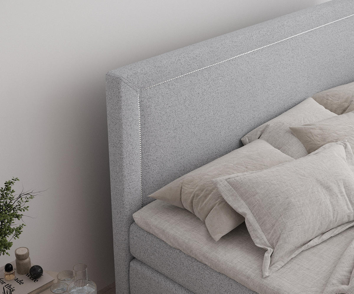 BOXSPRINGBETT Lavenda Hellgrau 200/200 cm - Hellgrau/Schwarz, Holz/Holzwerkstoff (200/200cm) - Maison de Reve