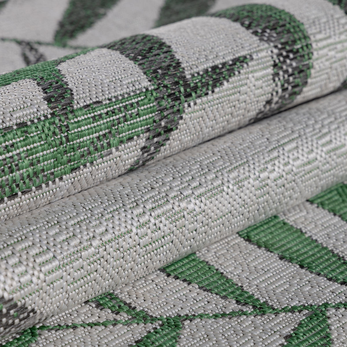 TEPPICH Outdoor Flachgewebe Dschungel-Design Polypropylen Terrasse Grün Rechteckig 120x170 - Grün, Textil (120/170cm) - KADIMA DESIGN