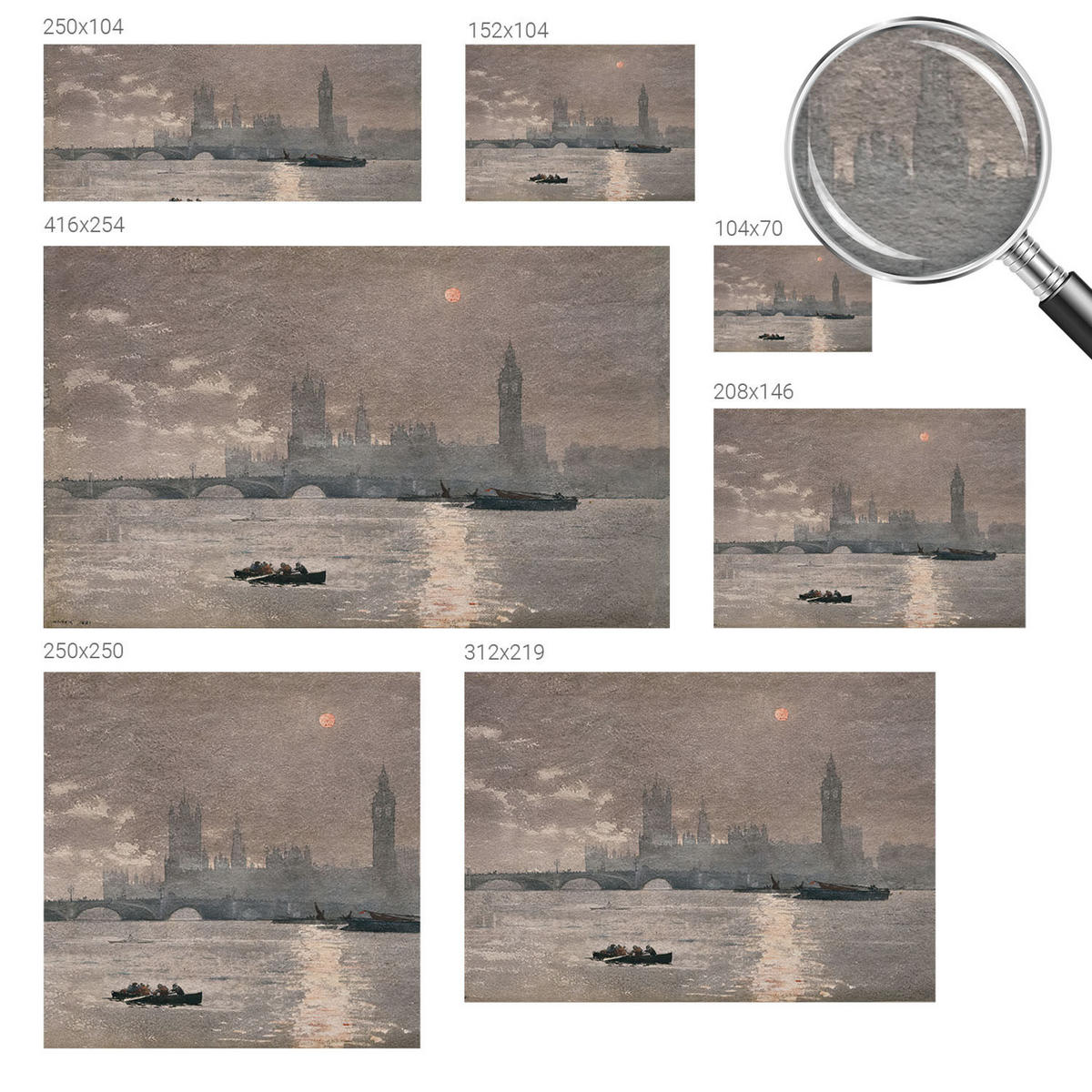 FOTOTAPETE 104x70 cm - Nachtpanorama - Grau, Textil (104/70cm) - Wallfluent