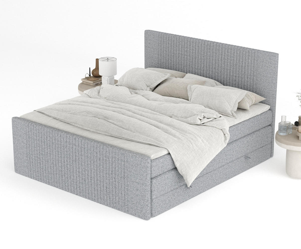 BOXSPRINGBETT Bergamo Grau 140/200 cm - Schwarz/Grau, Holz/Holzwerkstoff (140/200cm) - Maison de Reve