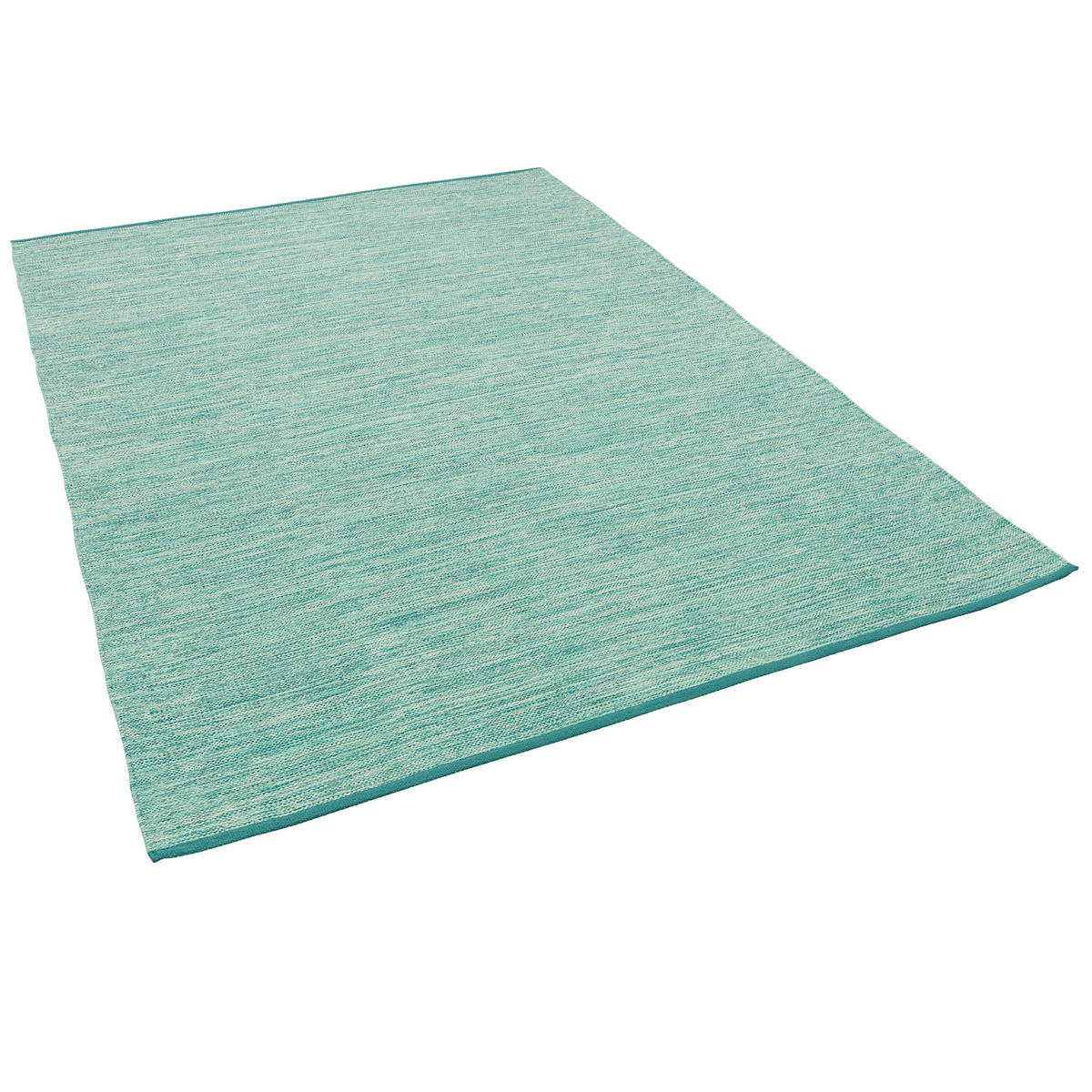BAUMWOLLE NATUR KELIM TEPPICH EASY MELIERT - Türkis, Textil (200/290cm) - Pergamon