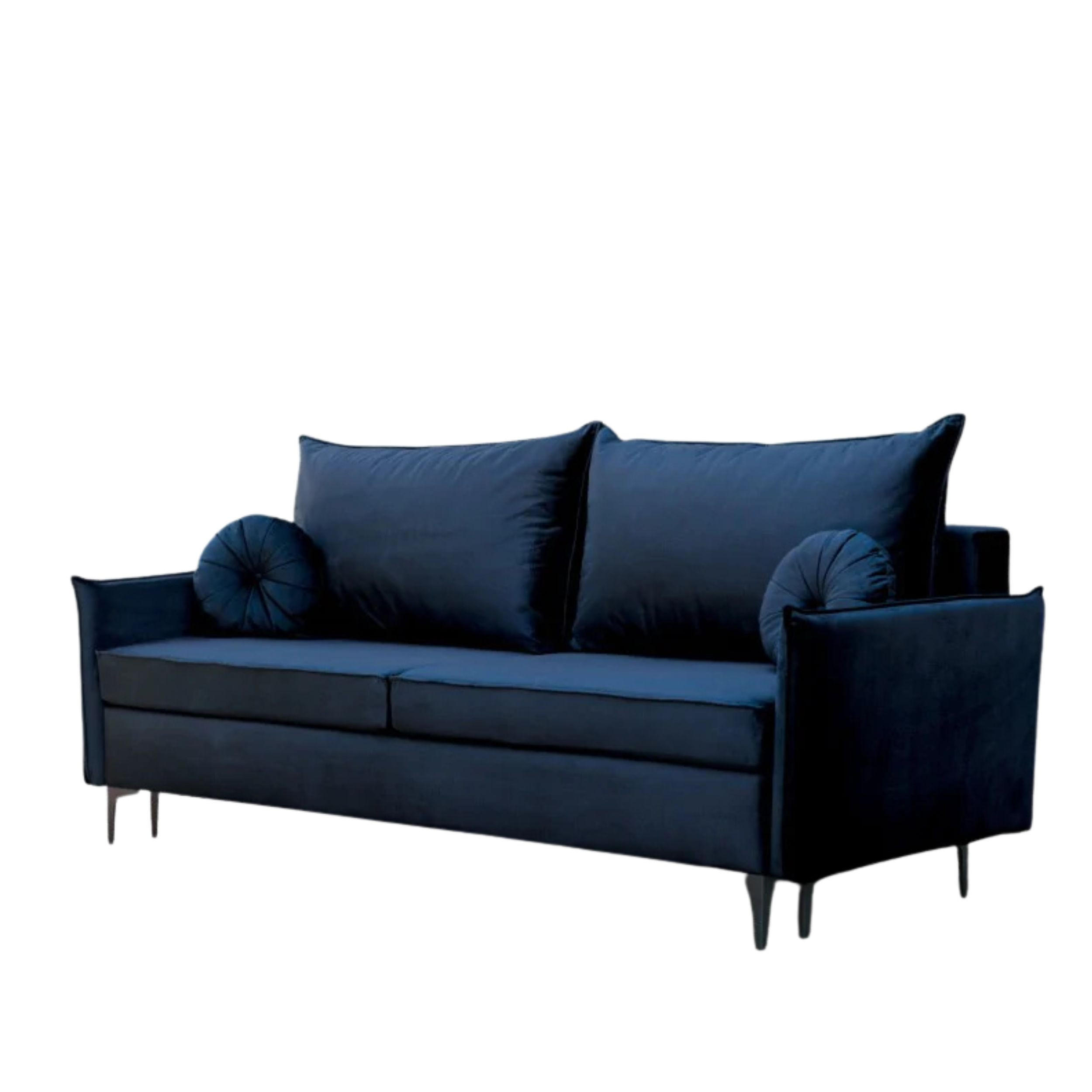 SCHLAFSOFA LEA, Sofa mit Schlaffunktion und Bettkasten, Farbe: Blau, Veloursstoff - Blau, Textil (215/96/94cm) - Sepro Meble