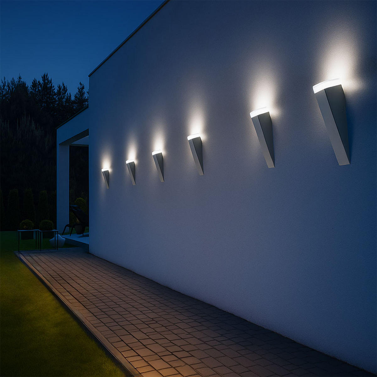 LED AUSSEN-WANDLEUCHTE Edelstahl Silber 6er Set - Silberfarben, Metall (7.5/30.5/8.5cm)
