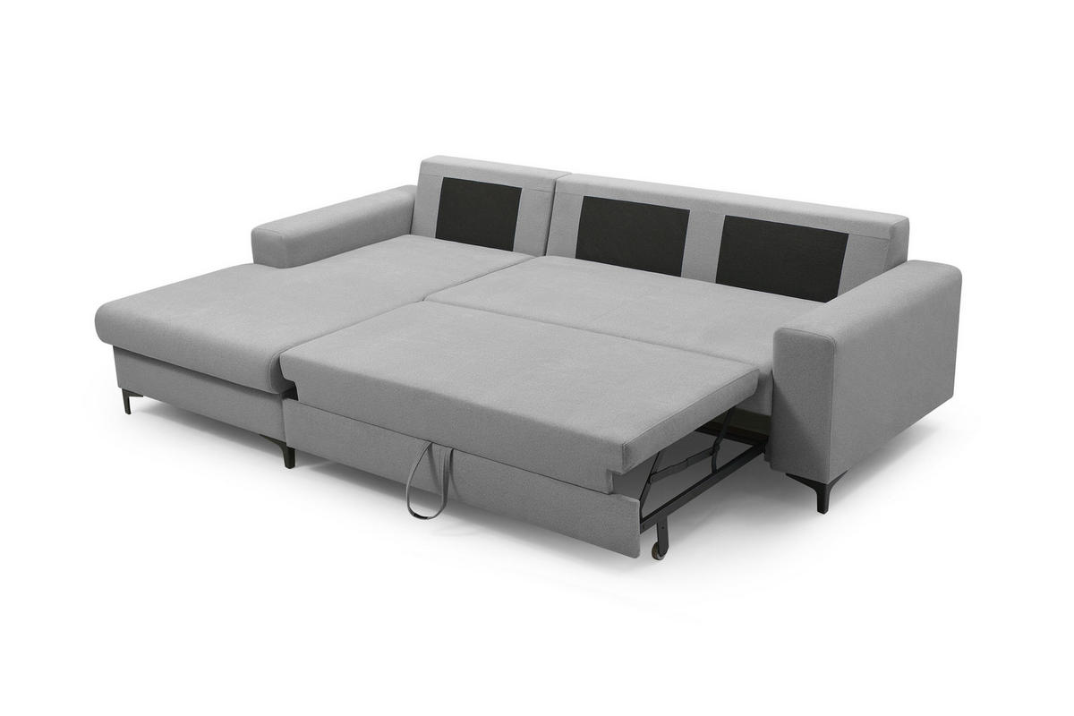 ECKSOFA AVRA L-förmig, mit Stauraumbehälter-in RINO-Stoff, Komfort & Eleganz, lose Rückenkissen, freistehend, LINKS 165x251x85 cm Dark grey - Dunkelgrau, Holz/Textil (165/251cm) - DomoHome