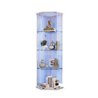 ECKSCHRANK weiß 1 tür 4 ebenen led - Weiß, Glas (42.5/162/60cm) - SHOPENTRA