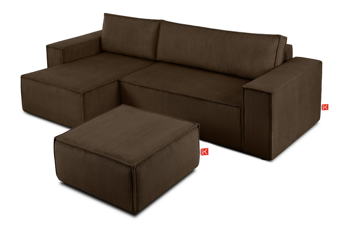 SITZPOUF NAPI gefederte Sitzfläche, dunkelbraun - Dunkelbraun/Schwarz, Textil (83/45/83cm) - KONSIMO®