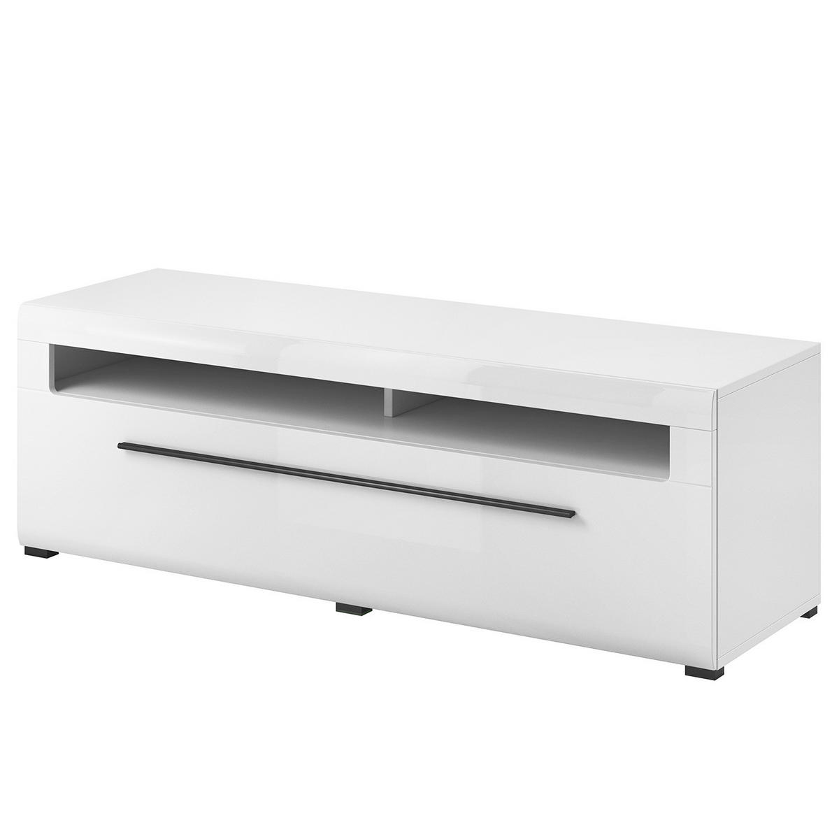 WOHNWAND - 4-teilig - Weiß Hochglanz/Schwarz, Holzwerkstoff/Kunststoff (310/204/50cm) - home24