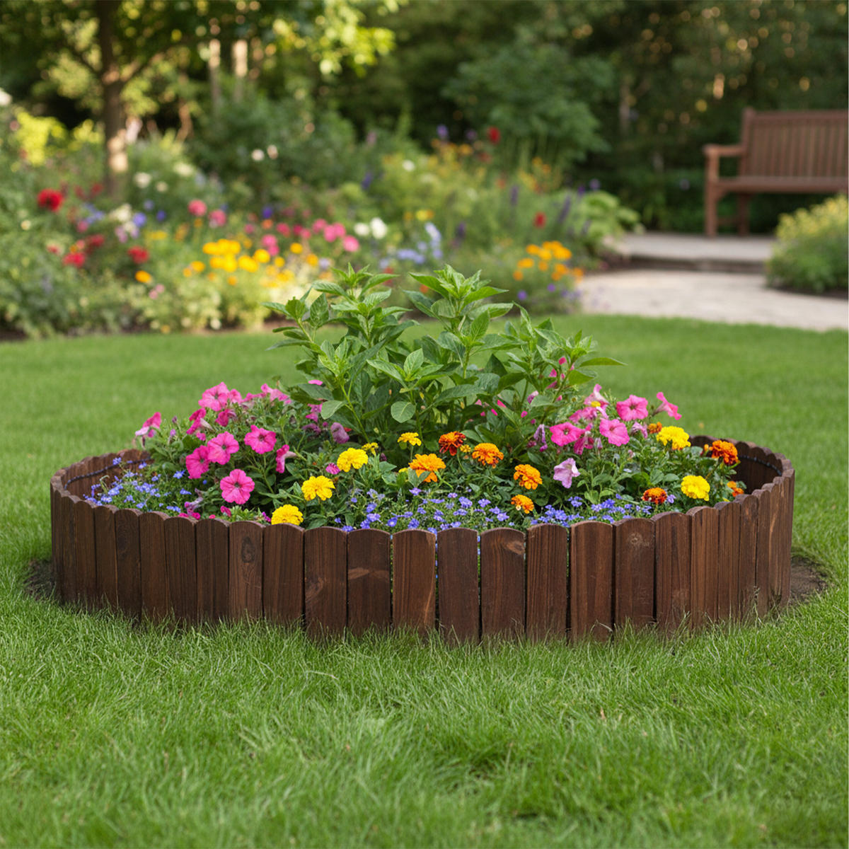 BEETEINFASSUNG - Dunkelbraun, Holz (200/40/1cm) - Relaxdays