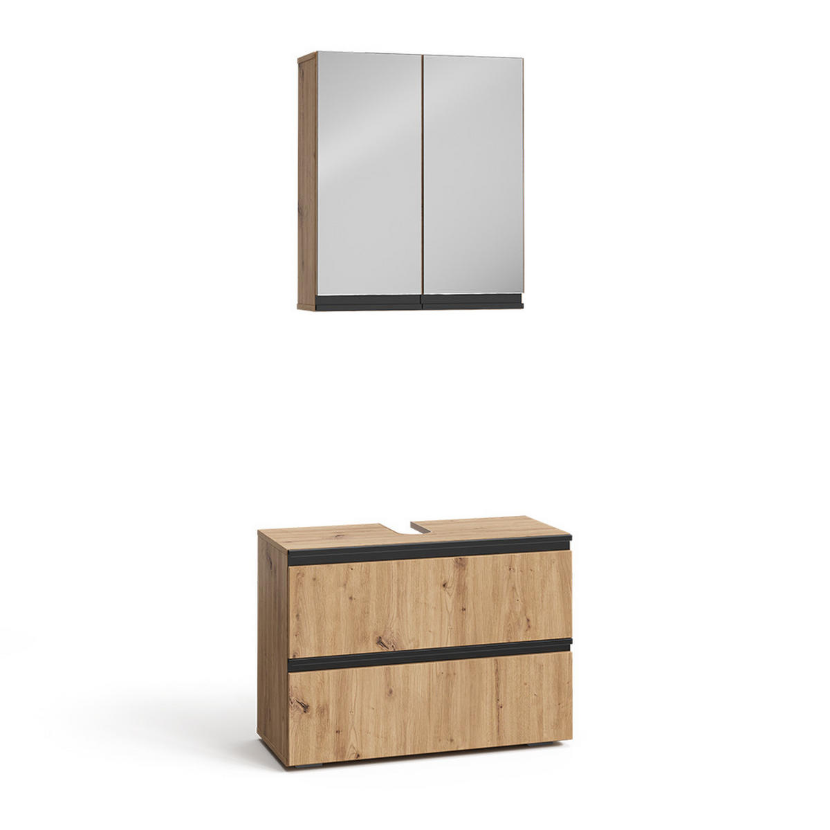 BADMÖBEL-SET Torren Artisan 2 Teile - Hellgrau, Holzwerkstoff (80/58/35cm) - Vicco