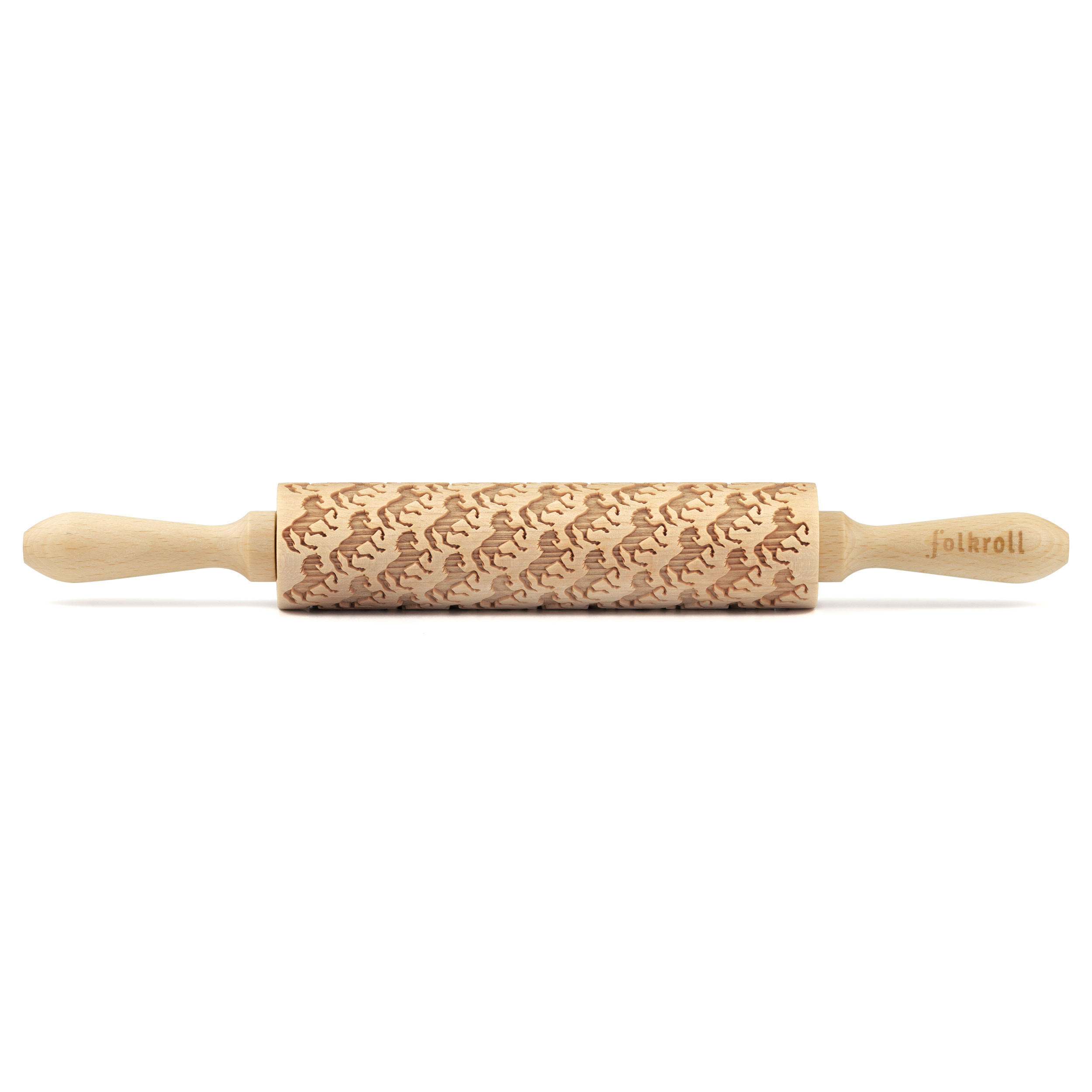 MOTIV-TEIGROLLE Pferde, medium, 37 cm, Buchenholz - Braun, Holz (4.5cm) - Folkroll