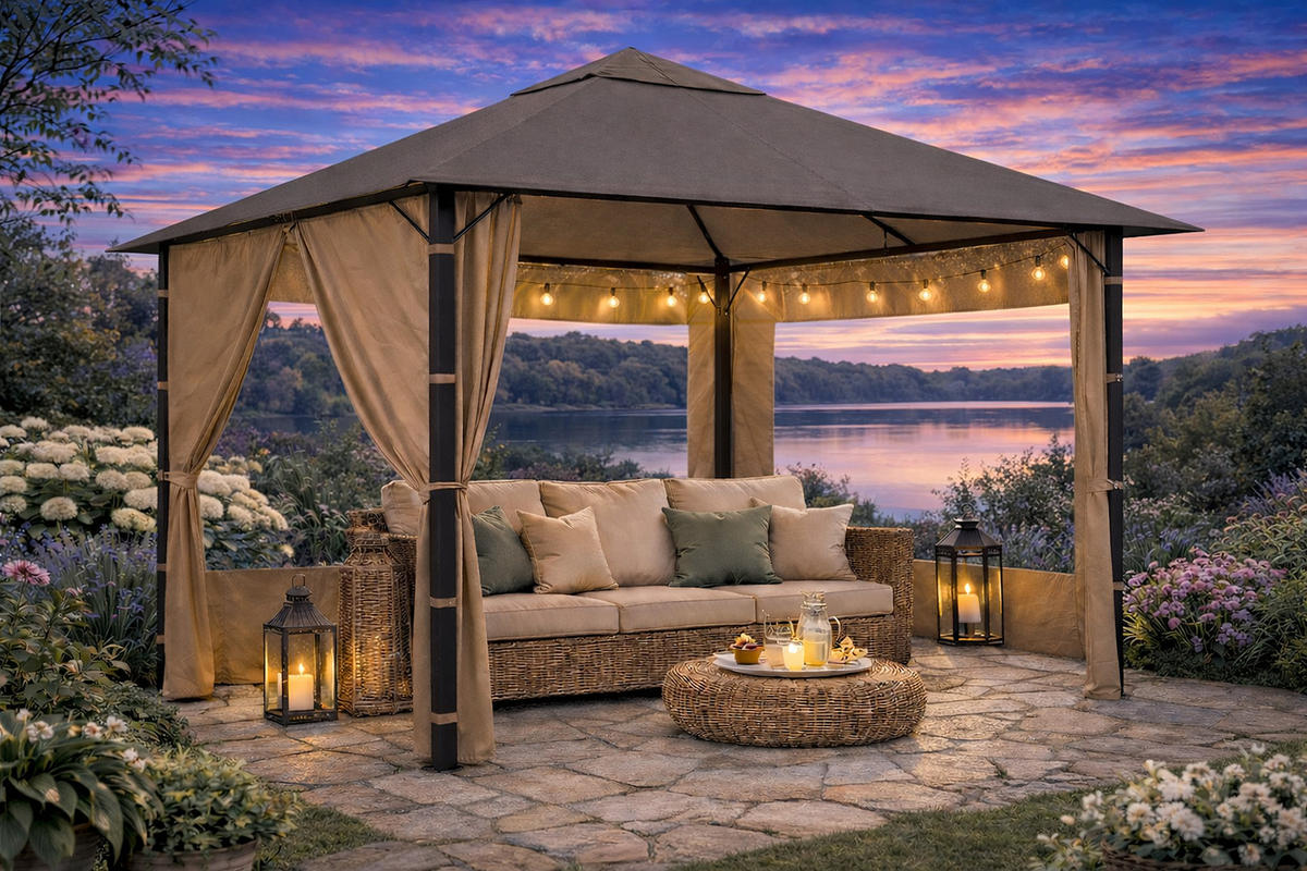 PAVILLON Nizza 3x3m Taupe - Taupe, Metall (300/263/300cm) - QUICK STAR