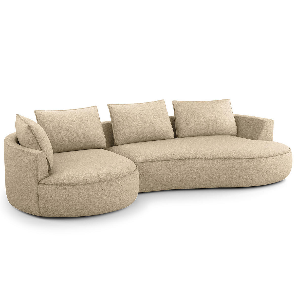 BIGSOFA - Taupe/Schwarz, Kunststoff/Textil (322/82/154cm) - home24