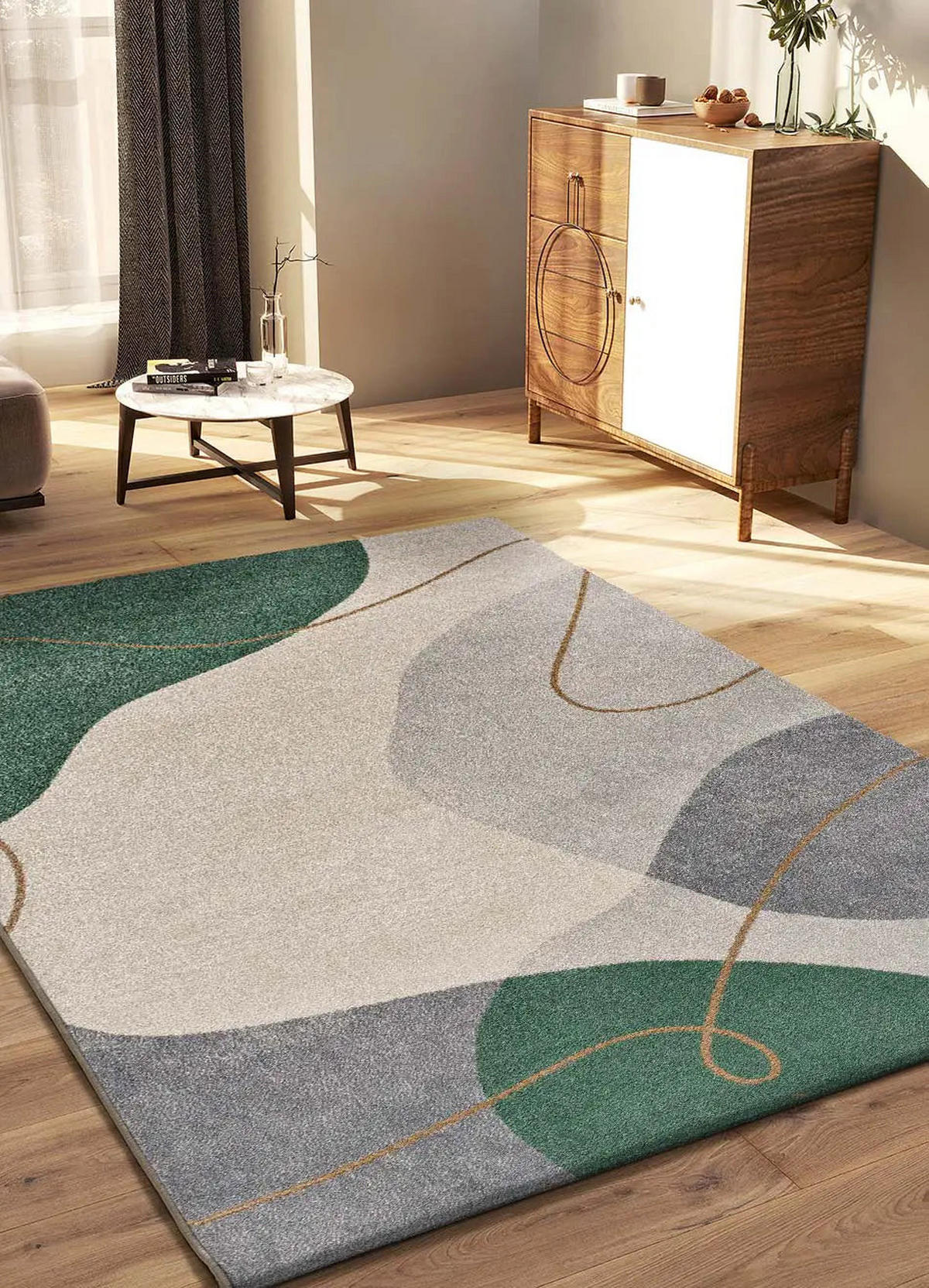KURZFLORTEPPICH Grün / Beige Edesa 160/230 cm - Beige/Grün, Naturmaterialien/Textil (160/230cm) - Atticgo