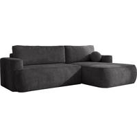 ECKSOFA Marion mit Schlaffunktion & Bettkasten in Chenille Graphit, Schwarz, Rechts 267/154/83 cm - Schwarz/Graphitfarben, Kunststoff/Textil (267/154cm) - WFL GROUP