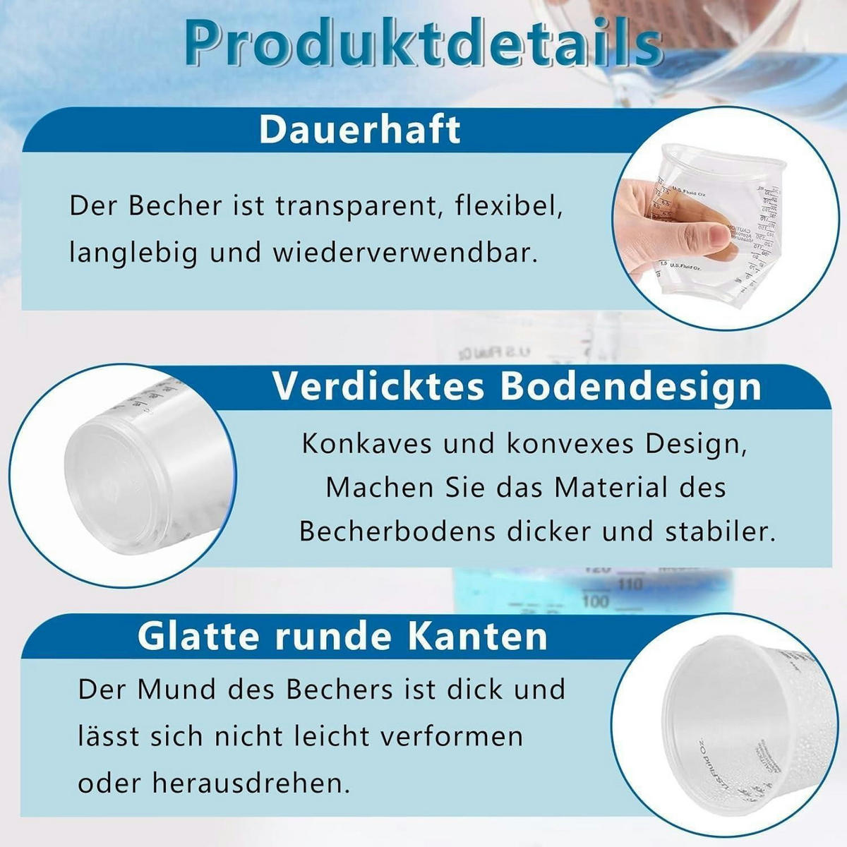 MISCHBECHER 30 Stück 240 ml mit Holzstäbchen - Transparent, Kunststoff (0.24L)