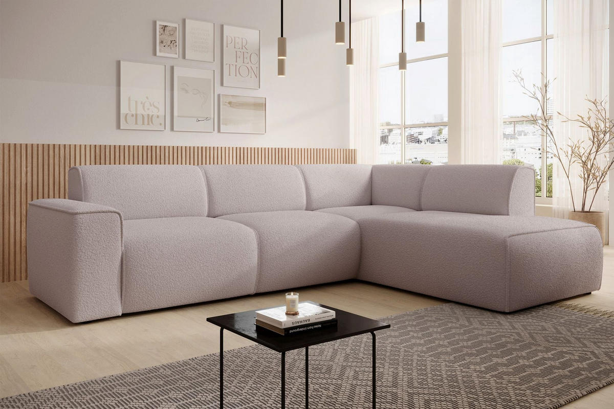 ECKSOFA Bouvi Beige rechts - Beige/Schwarz, Kunststoff/Textil (220/292cm) - Selsey