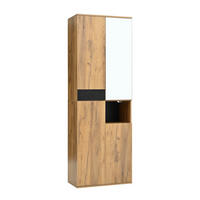 HIGHBOARD DE-37898 mit 4 Türen und Spiegel Holzfarbe - Naturfarben, Holzwerkstoff (65/190/35cm) - ComfortXL