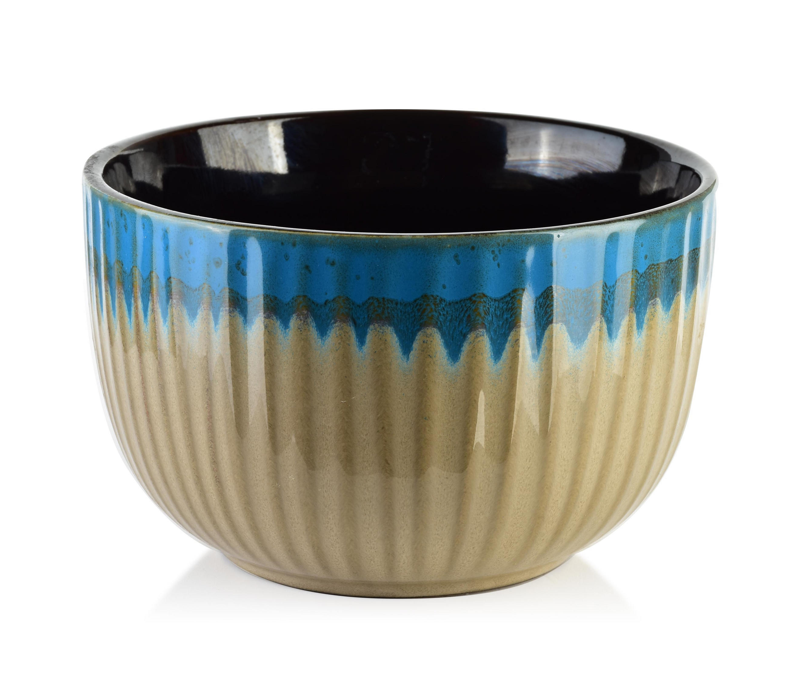 SCHALE Basic Nature Beige Blau 15.5/15.5/10.5 cm Keramik - Blau/Beige, Keramik (15.5cm) - Mondex