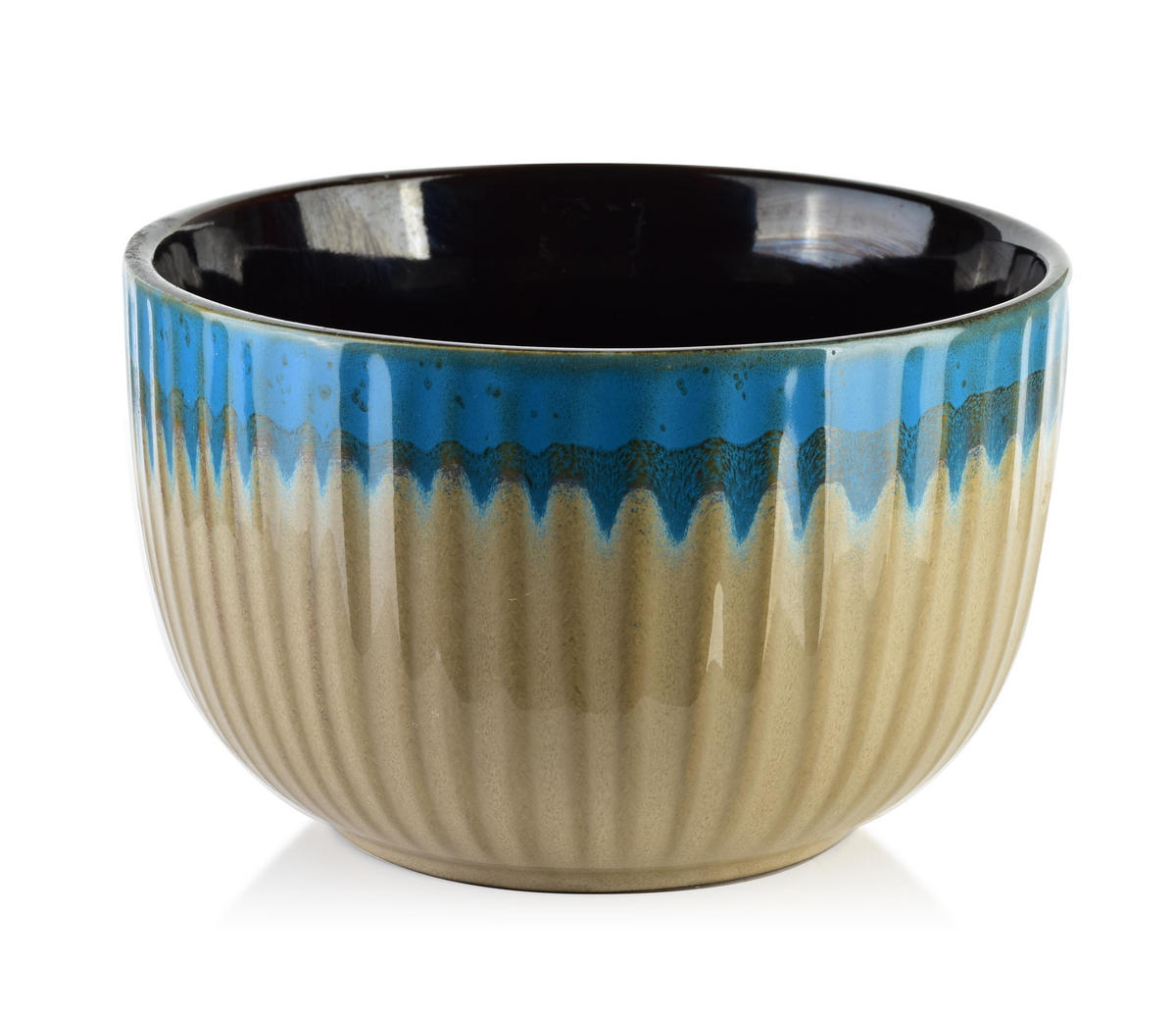 SCHALE Basic Nature Beige Blau 15.5/15.5/10.5 cm Keramik - Blau/Beige, Keramik (15.5cm) - Mondex