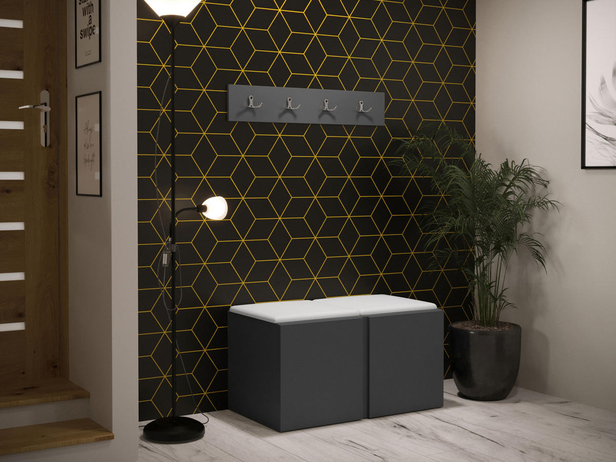 GARDEROBEN-SET Orion VI - Graphitfarben/Weiß, Holzwerkstoff/Kunststoff (84/42/46cm) - MIRJAN24