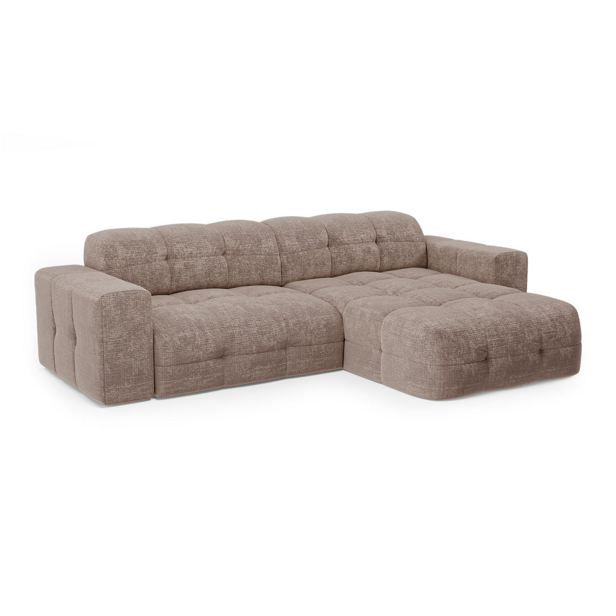 ECKSOFA RECHTS geprägter Samt taupe 230cm - Taupe, Textil (155/230cm) - Sia Home