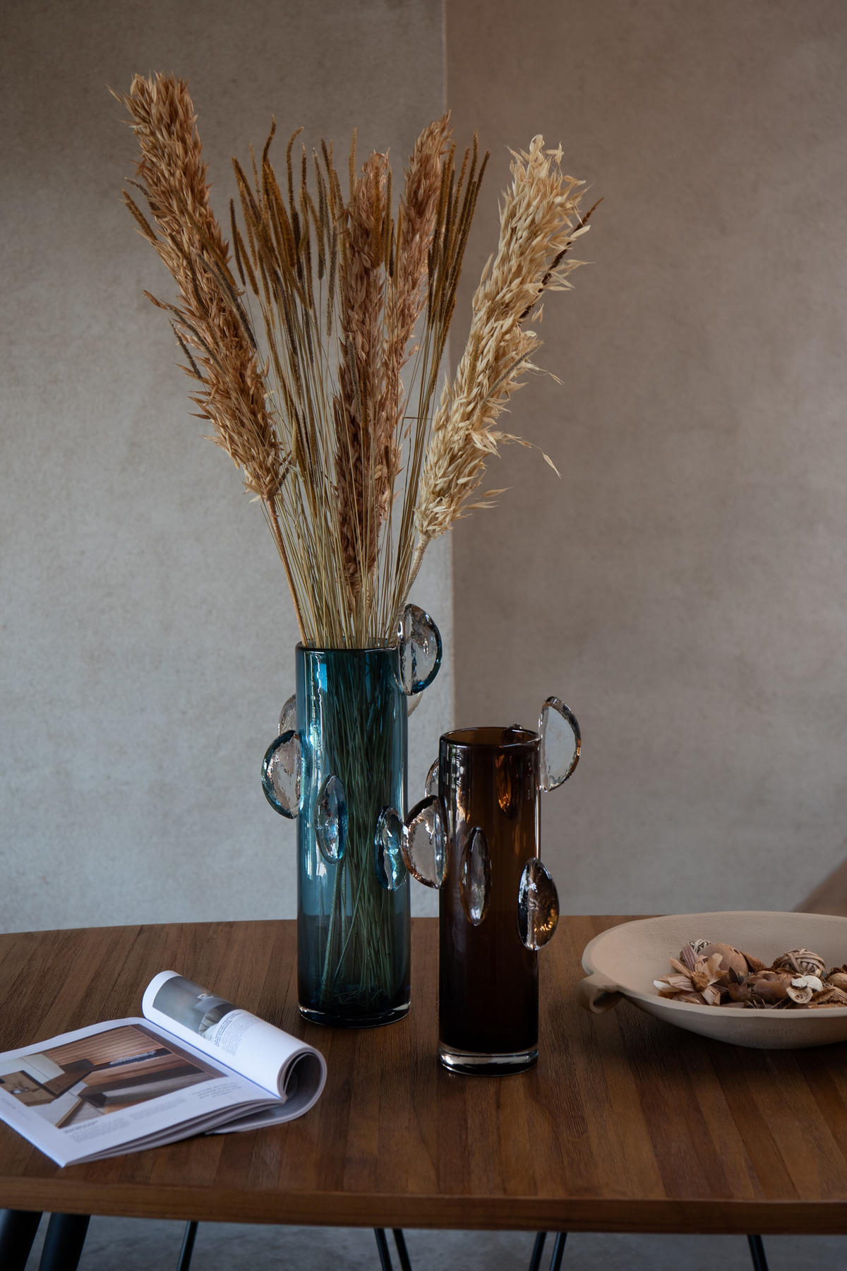 VASE STEGGY - Glas - Braun - S - Ø 18.5 cm - Braun, Glas (18.5/37cm) - J-Line