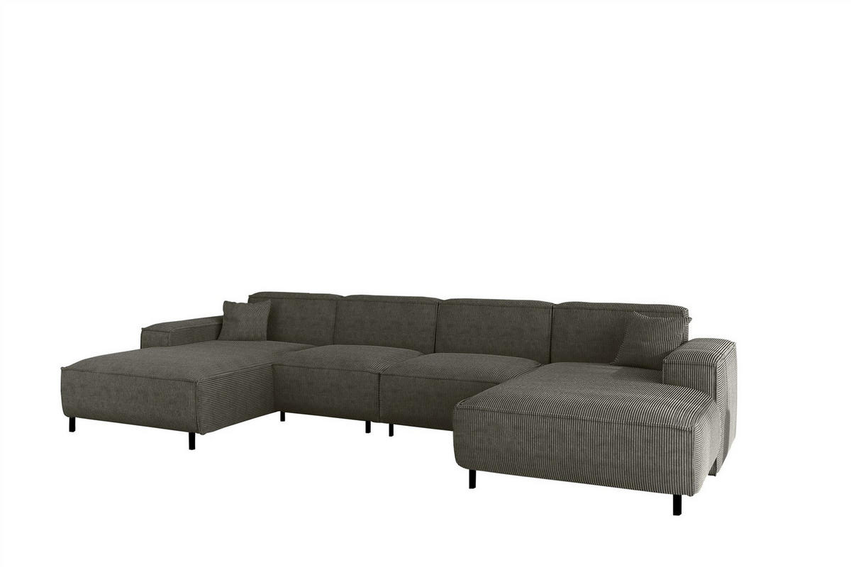 WOHNLANDSCHAFT Gloria In Scala - Anthrazit, Holzwerkstoff/Textil (378/73/165cm) - Fun Möbel