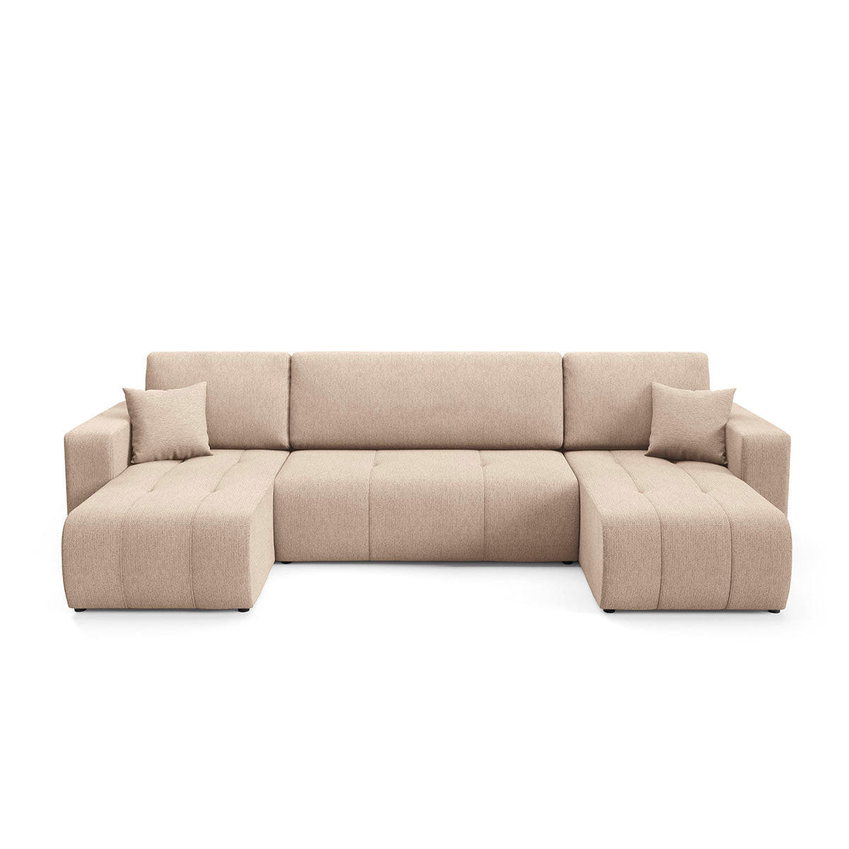 PANORAMASOFA Vasco 5 Sitzplätze Beige - Beige, Holz (318/88/145cm) - Petits-meubles
