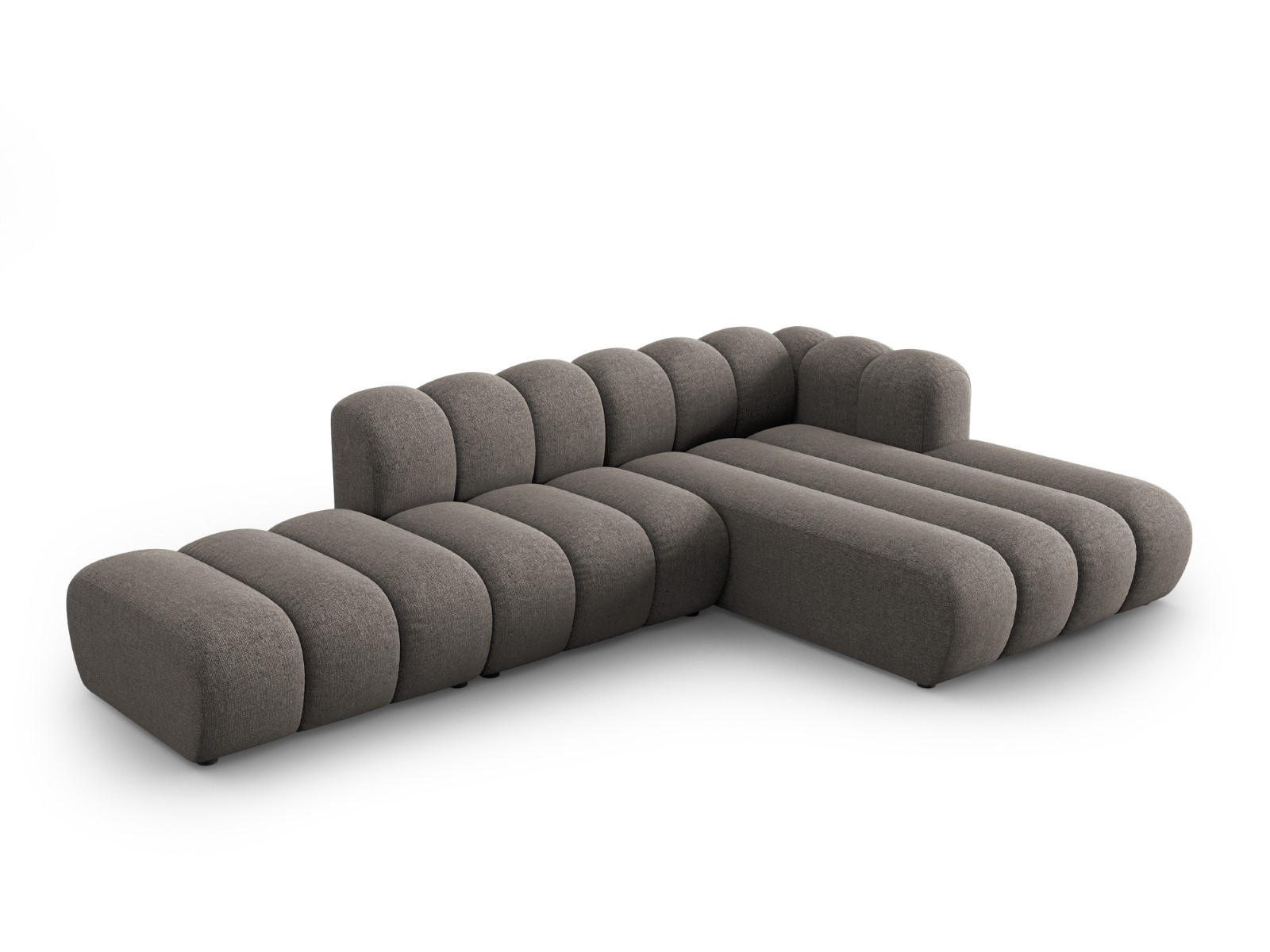 ECKSOFA modular rechts Lupine aus Chenille-Stoff grau 5 Sitzplätze - Grau, Textil (177/299cm) - Micadoni