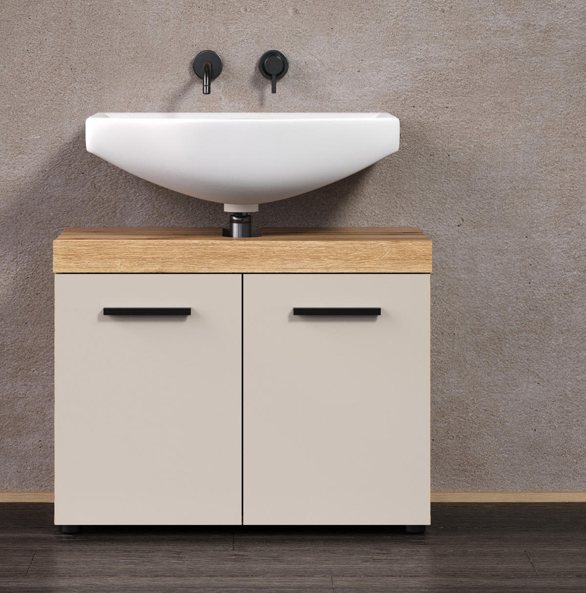 WASCHBECKENUNTERSCHRANK Kaschmir, Evoke Eiche 72 cm, Badezimmer Unterschrank 2-türig - Kaschmir/Eichefarben, Holzwerkstoff/Kunststoff (72/56/34cm) - Top.Furn