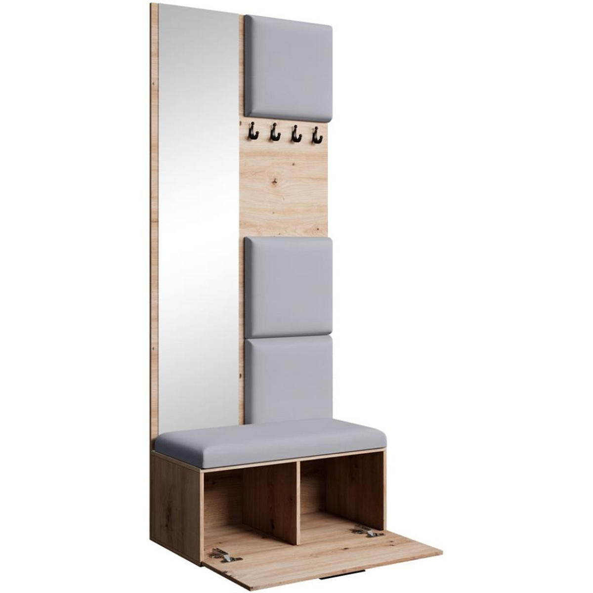 GARDEROBE Margaret III 81/203/43 mit gepolsterten Paneelen - Schwarz/Eiche Artisan, Holzwerkstoff/Kunststoff (81/203/43cm) - Beautysofa