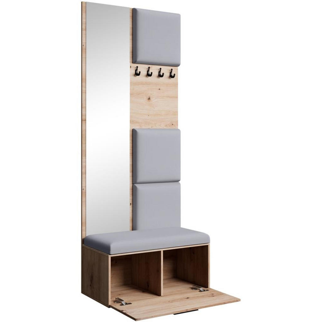Thumbnail - Beautysofa Garderobe, Eiche Artisan, Grau, Kunststoff, 81x203x43 cm, Garderobe, Garderoben-Sets & Serien, Garderoben-Set...