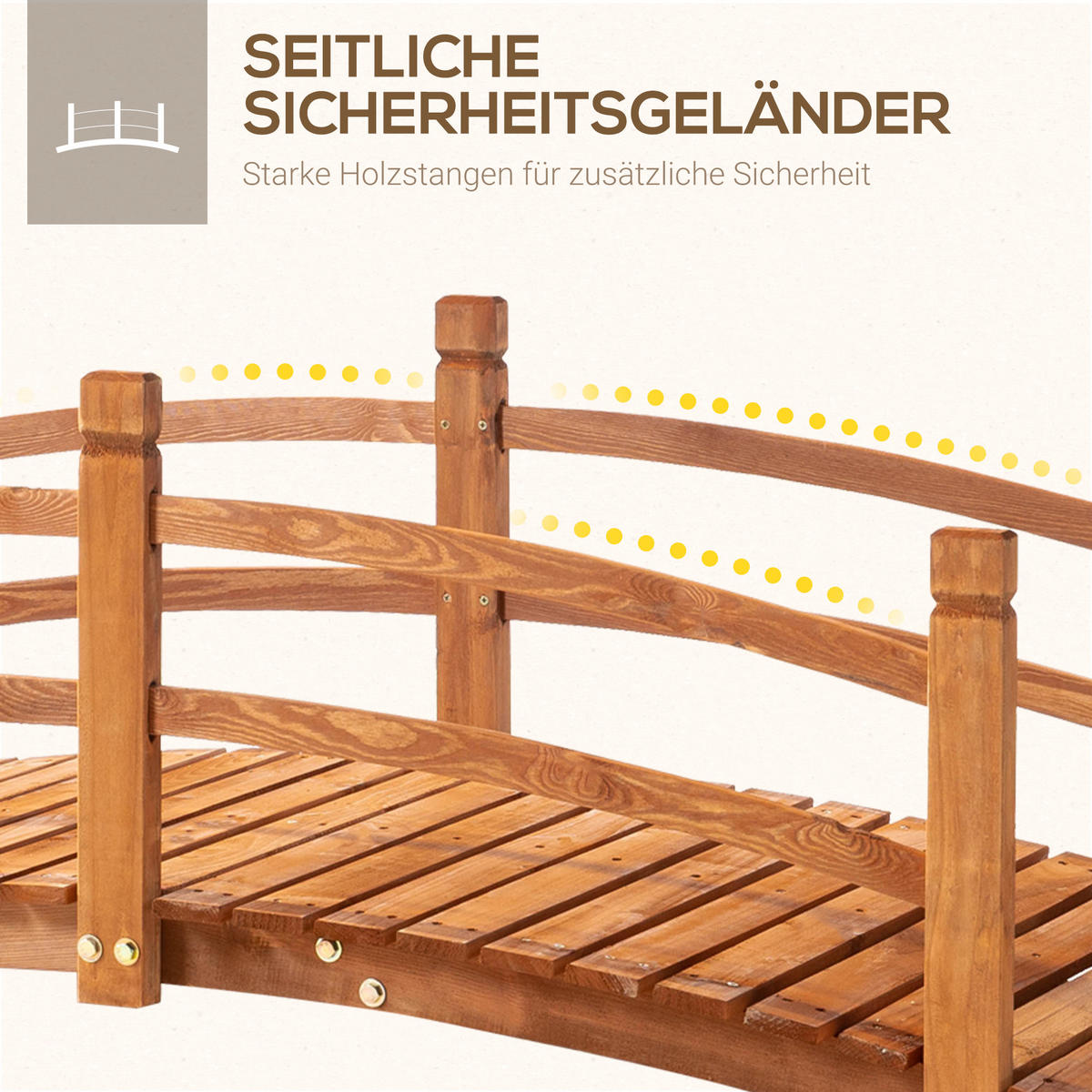 GARTENBRÜCKE, Tannenholz, Orange - Orange, Holz (185/72/58cm) - Outsunny