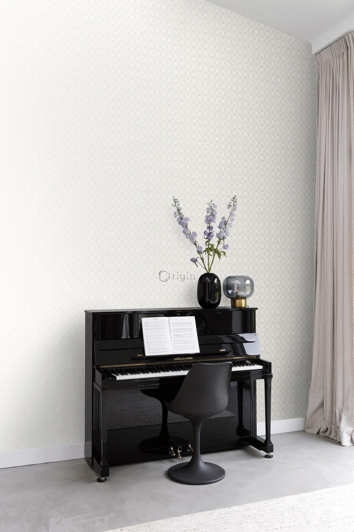 TAPETE grafisches Muster 53 cm x 10.05 m - Weiß, Papier (53/1000cm) - Origin Wallcoverings