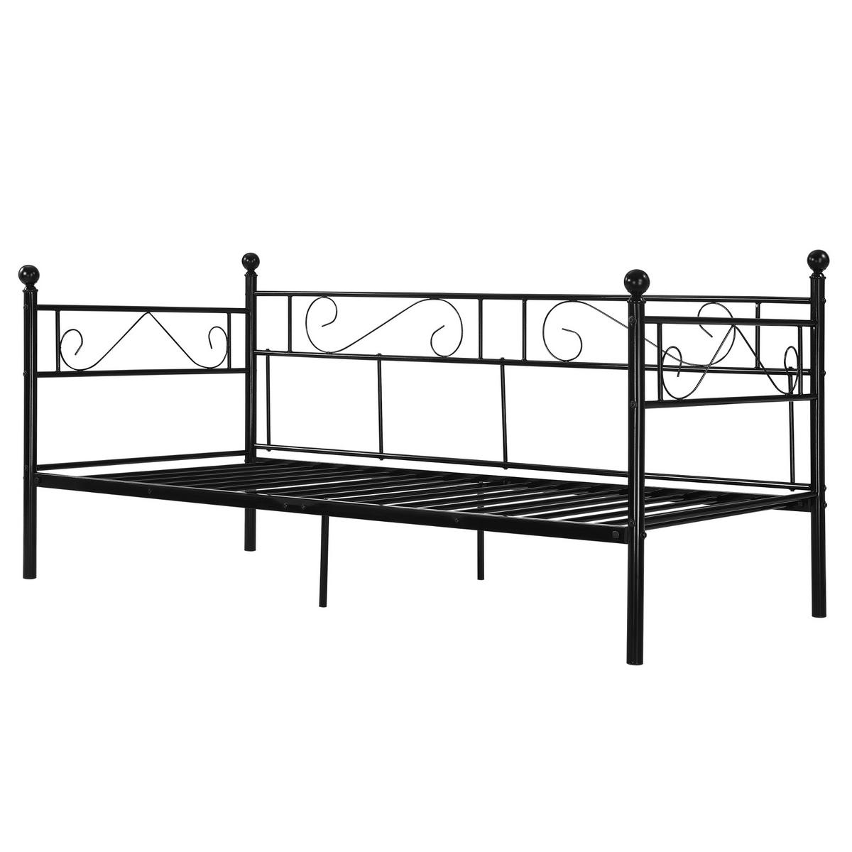 TAGESBETT Granada - Schwarz, Metall (90/200cm) - [en.casa]