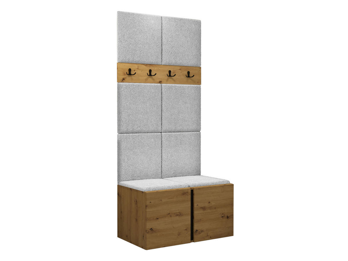 GARDEROBEN-SET Orion IV - Hellgrau/Eiche Artisan, Holzwerkstoff/Kunststoff (84/186/46cm) - MIRJAN24